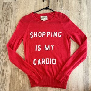Shopping Is My Cardio Wildfox White Label Women's Size XS Sweater Alpaca Blend